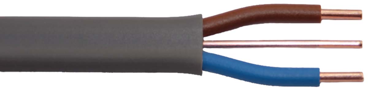 Prysmian Twin & Earth 2.5 mm² 2+E Core Power Cable, Grey PVC, 100m