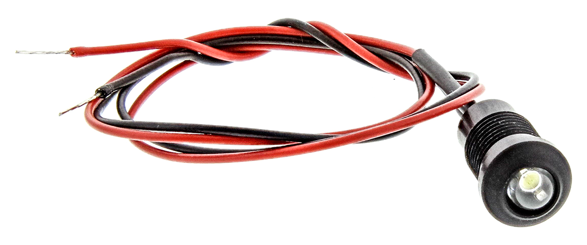 Oxley White Panel Mount Indicator, 8mm Mounting Hole Size, Lead Wires Termination, IP67