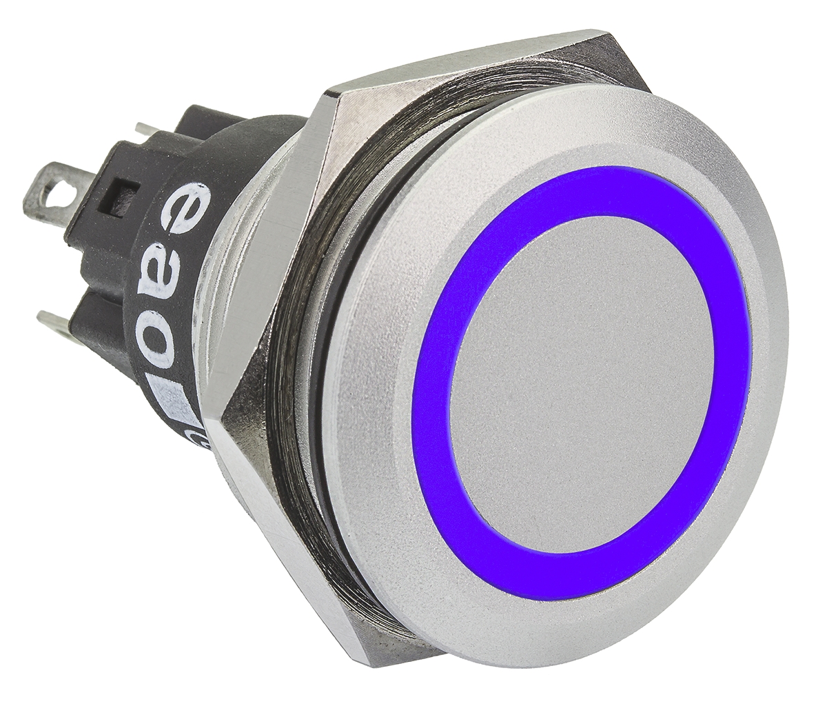 EAO 82 Series Illuminated Push Button Switch, Momentary, Panel Mount, 22.3mm Cutout, SPDT, Blue LED, 240V, IP65, IP67