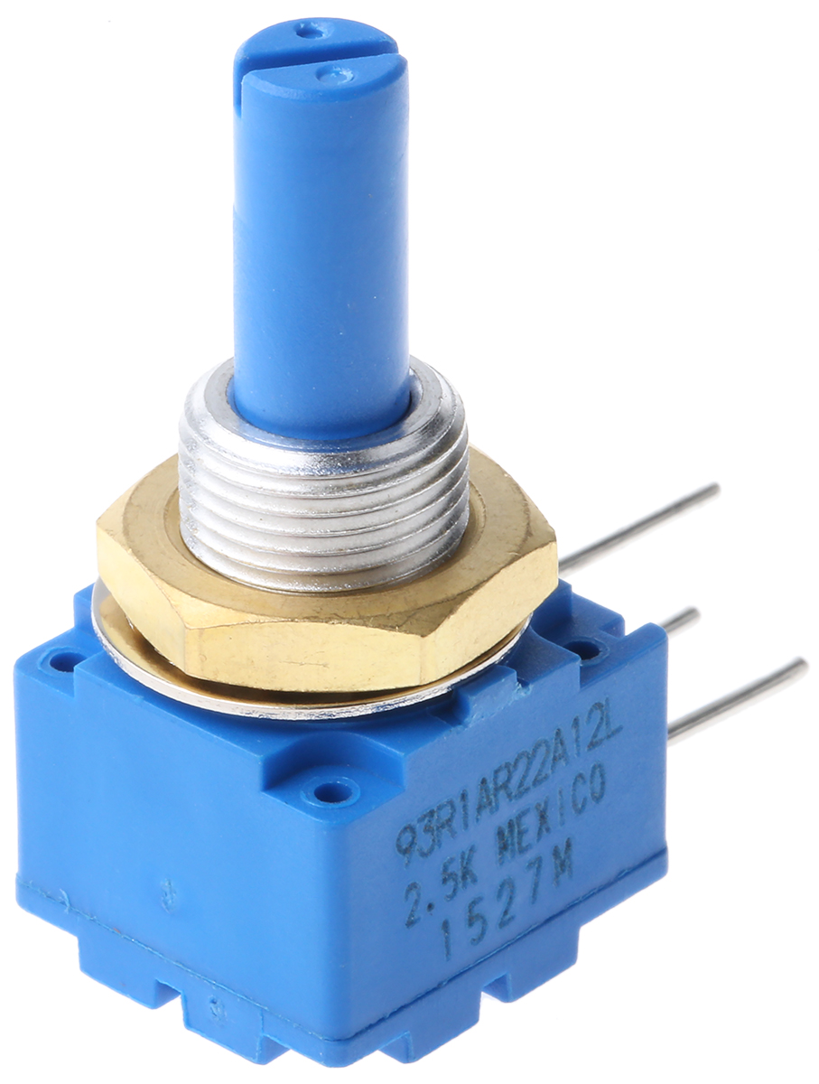 Bourns 93 2.5kΩ Potentiometer, Panel Mount (Through Hole), 93R1A-R22-A12L