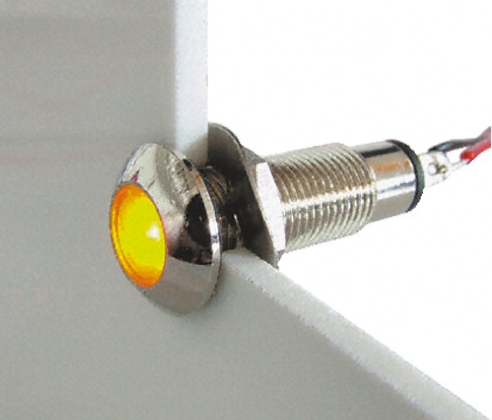 Marl Yellow Panel Mount Indicator, 12 → 28V, 8.1mm Mounting Hole Size, Solder Tab Termination, IP67