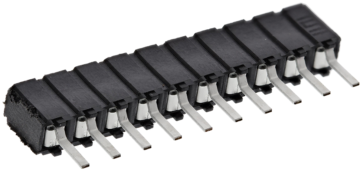 Samtec CES Series Straight Through Hole Mount PCB Socket, 10-Contact, 1-Row, 2.54mm Pitch, Through Hole Termination