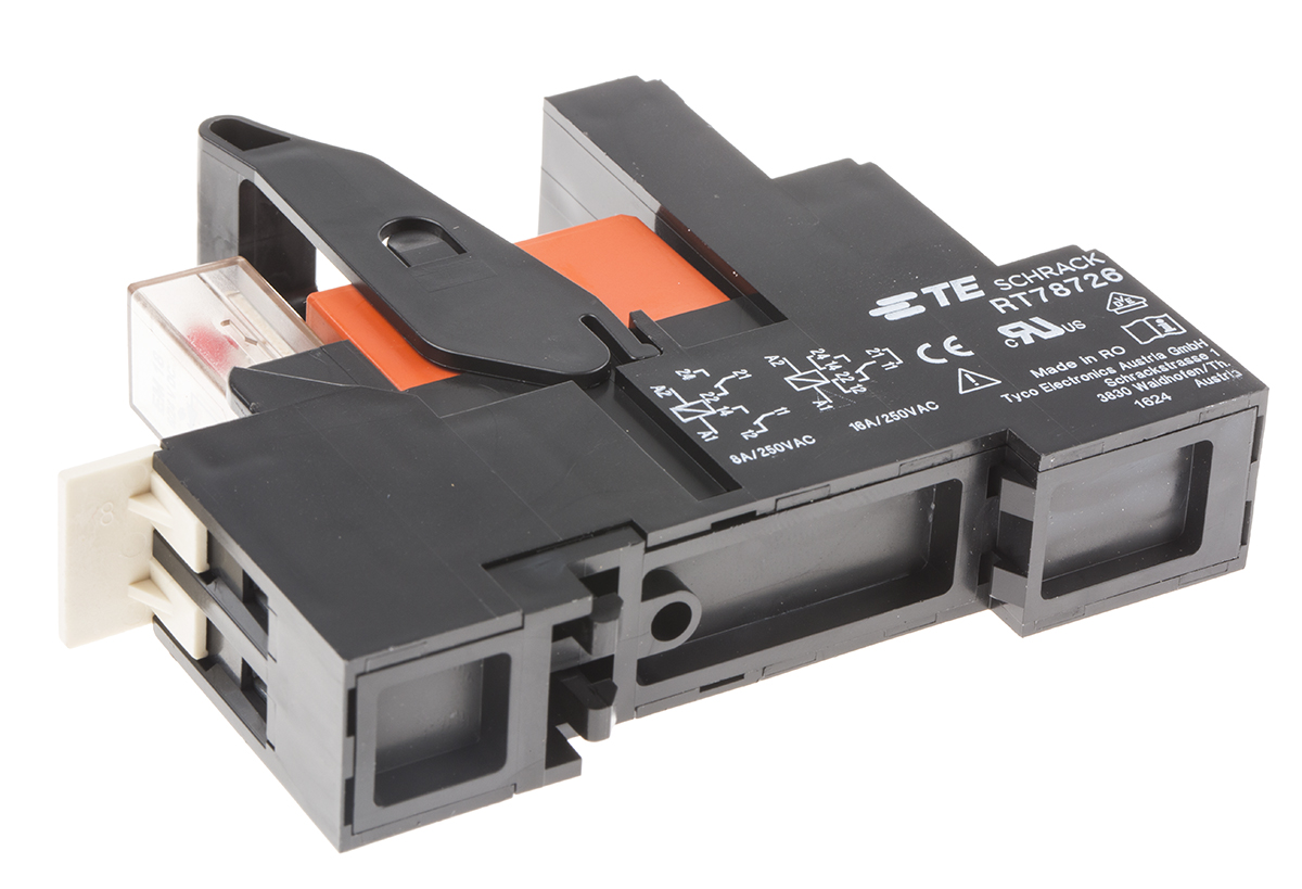 TE Connectivity DIN Rail Power Relay, 24V dc Coil, 8A Switching Current, DPDT