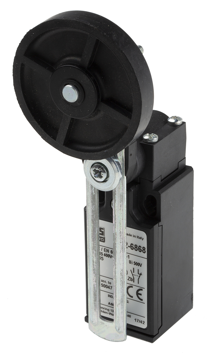 RS PRO Adjustable Roller Lever Limit Switch, NO/NC, IP65, DPST, Thermoplastic Housing, 400V ac Max, 10A Max