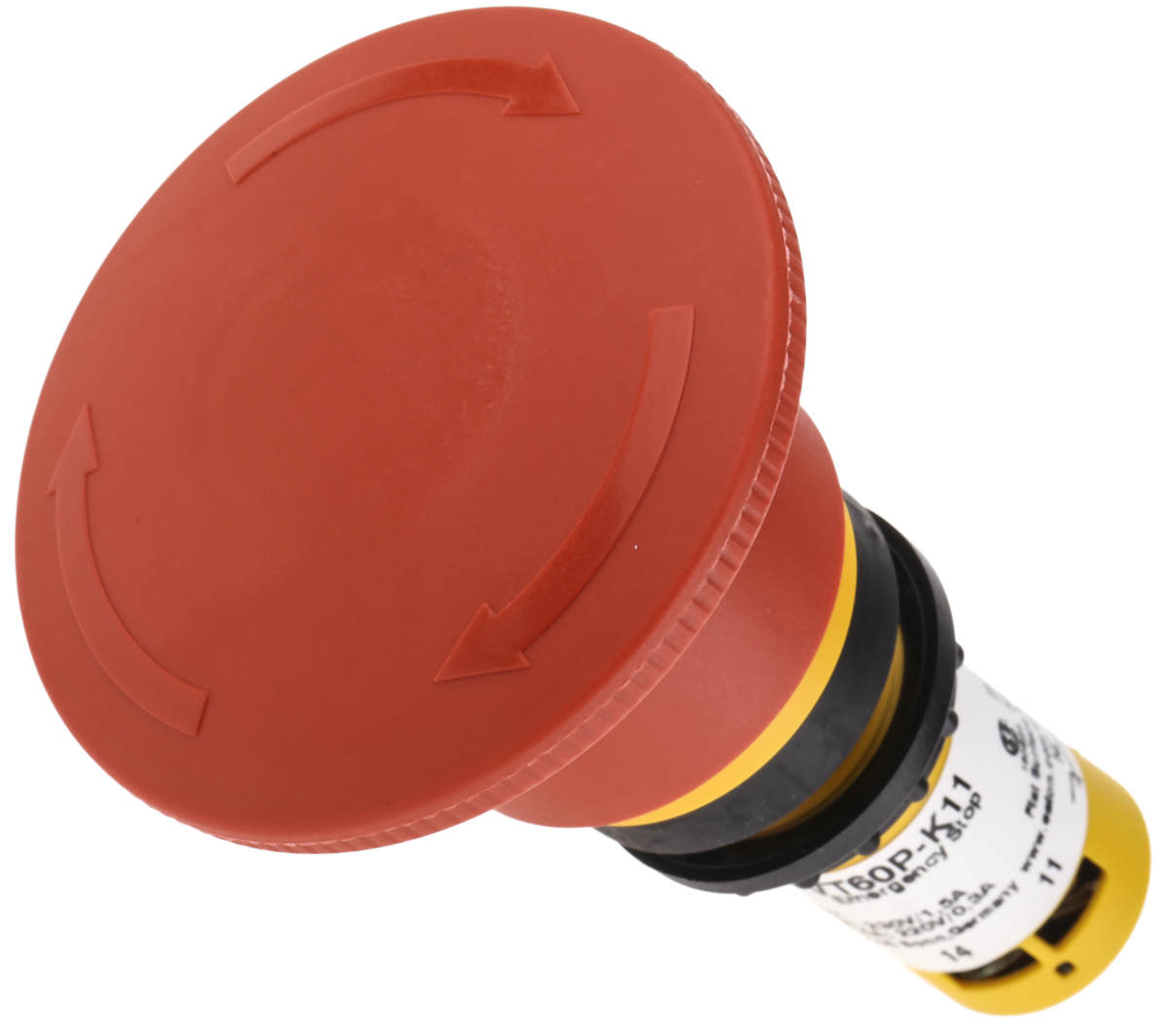 Eaton C22-PVT Series Twist Release Emergency Stop Push Button, Panel Mount, 22mm Cutout, 1 NO + 1 NC, IP67, IP69K