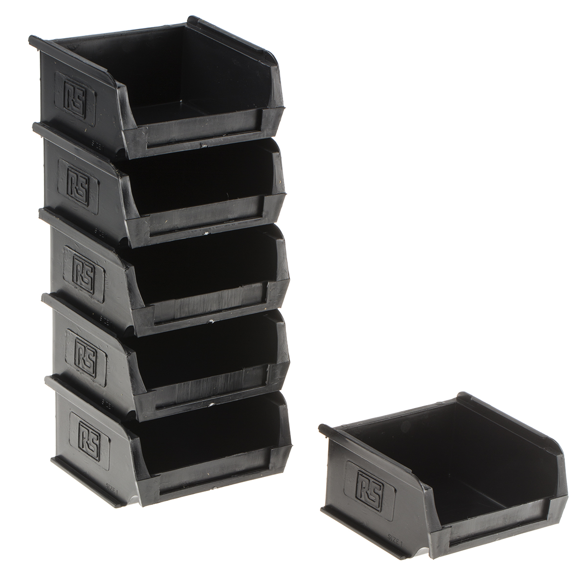 RS PRO PP Storage Bin, 90mm x 100mm x 50mm, Black