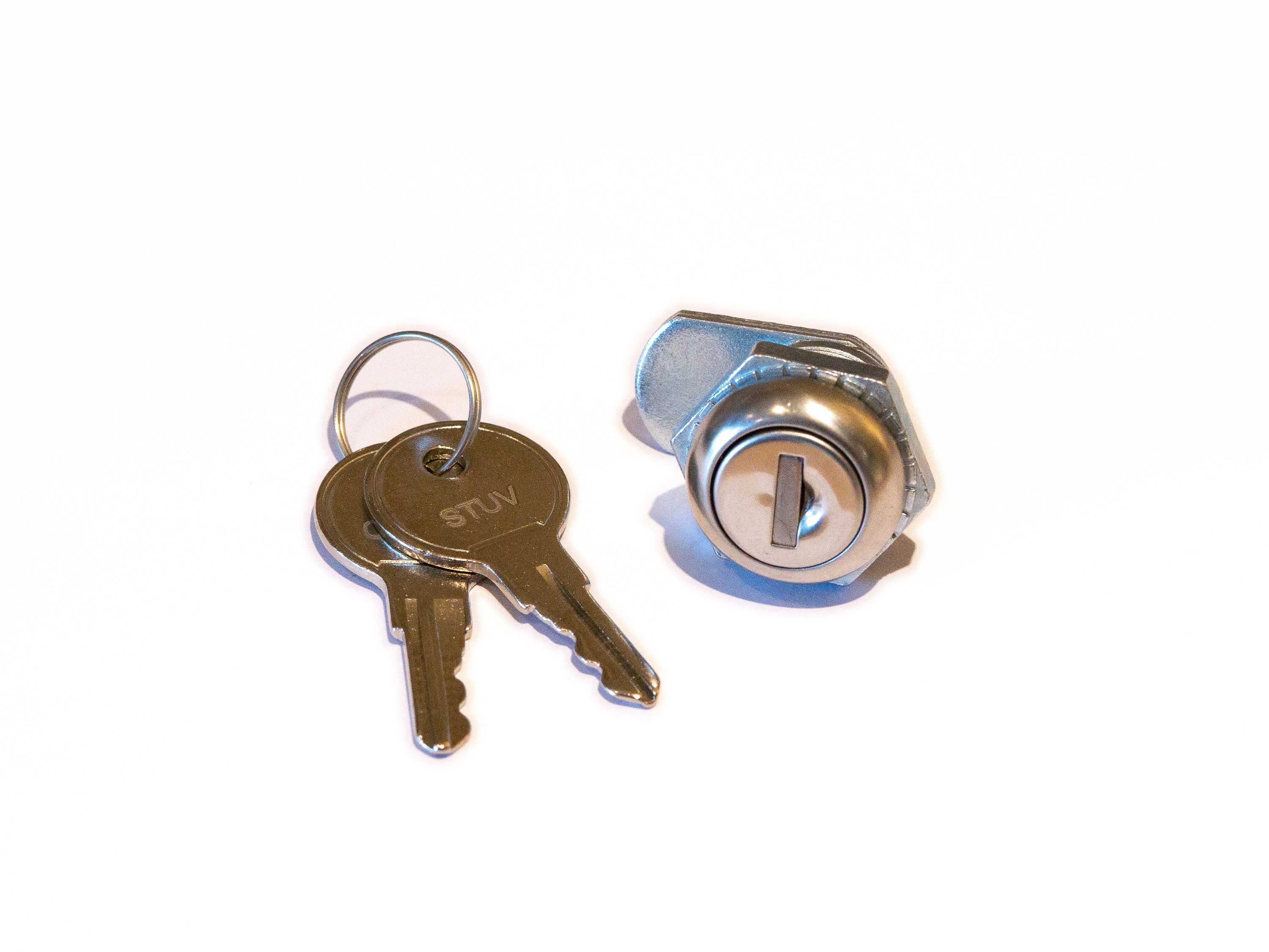 RS PRO Silver Zinc Plated Steel Camlock, 16mm Panel-to-Tongue, 16.5 x 19.5mm Cutout, Key Unlock