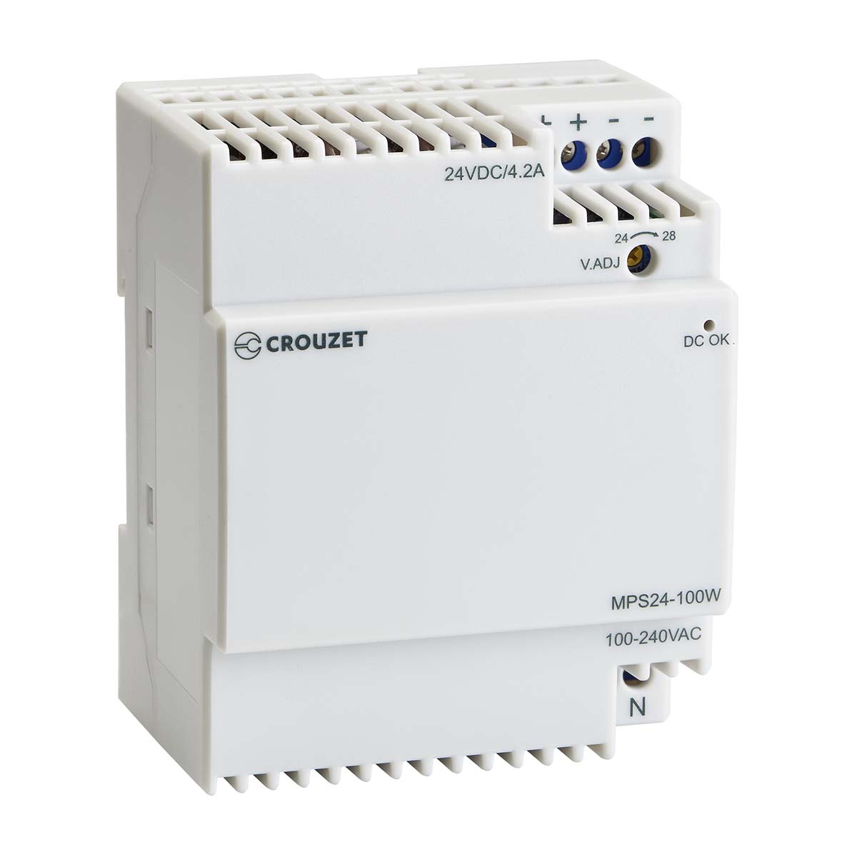 Crouzet Switched Mode DIN Rail Power Supply, 100V ac ac Input, 24V dc, 4.2A Output