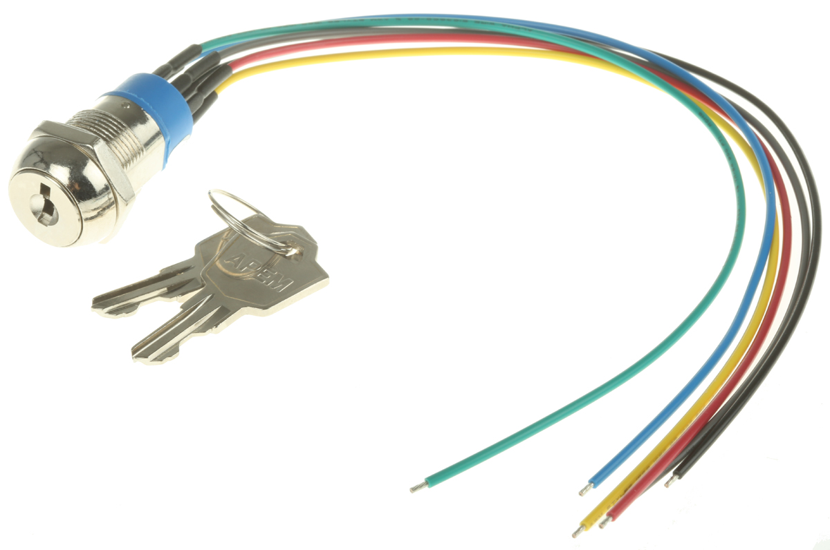 APEM Key Switch, DPST, 4 A @ 28 V dc 2-Way Flat-Key