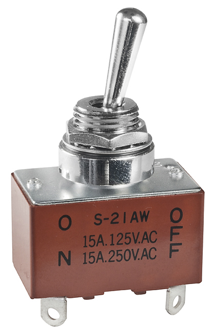 NKK Switches Toggle Switch, Panel Mount, On-Off, DPST, Solder Terminal, 250V ac