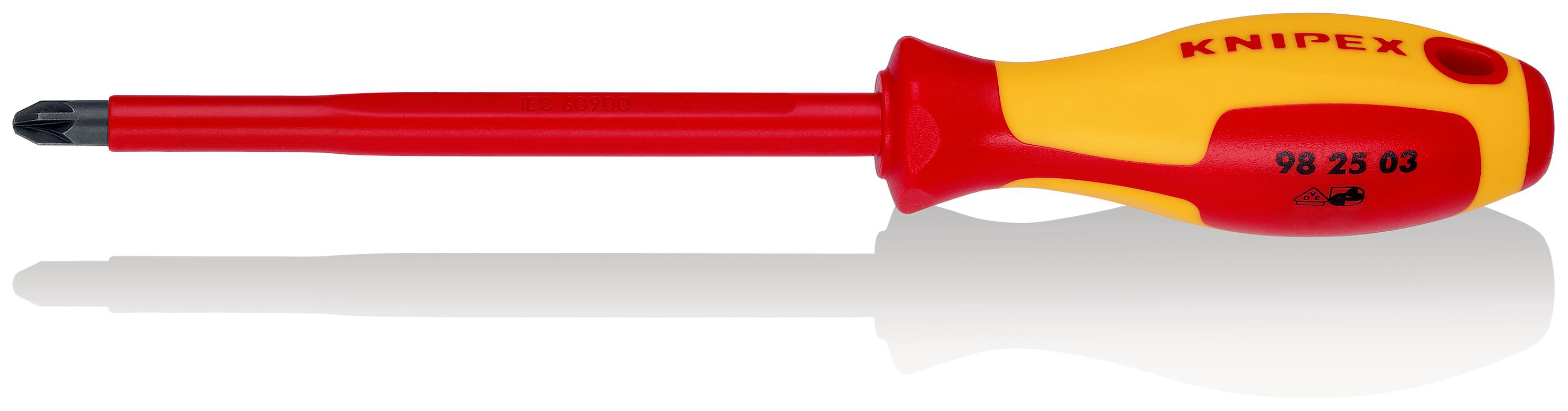 Knipex Pozidriv Insulated Screwdriver, PZ3 Tip, 150 mm Blade, VDE/1000V, 270 mm Overall