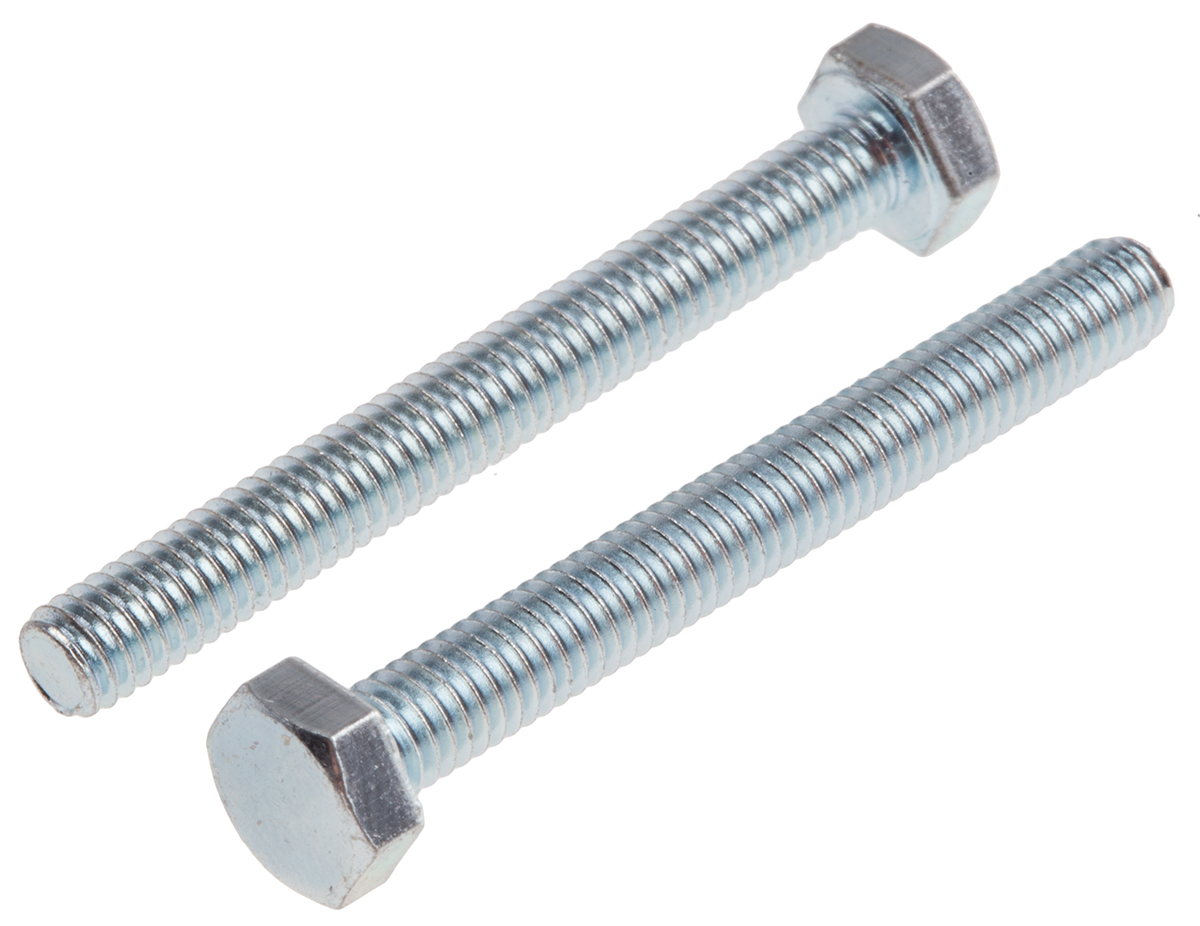 RS PRO Bright Zinc Plated Steel, Hex Bolt, M4 x 35mm