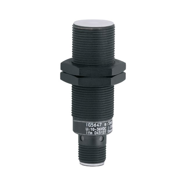 ifm electronic Inductive Threaded Barrel Proximity Sensor, M18, 5 mm Detection, PNP NO, 10 → 36 V dc