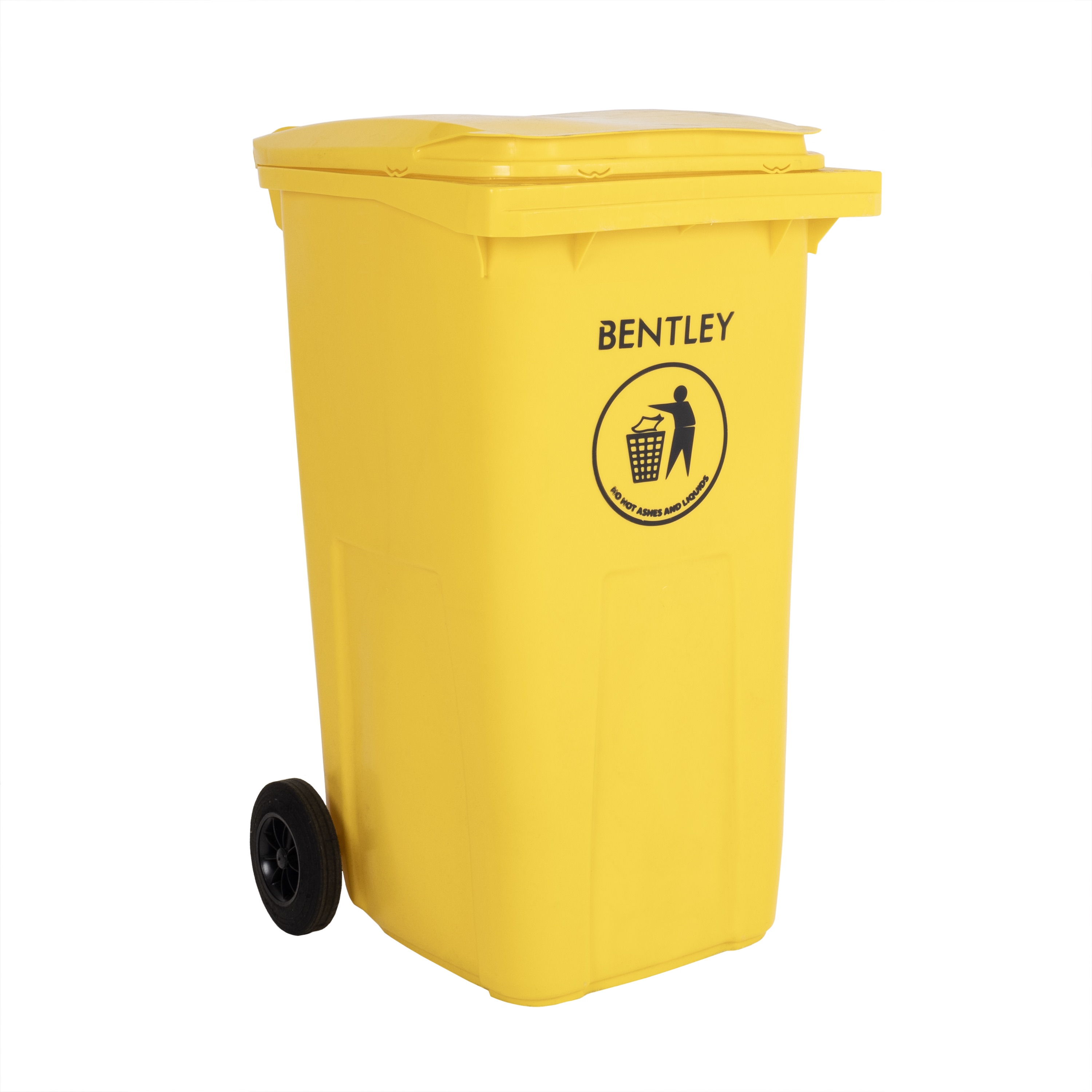 RS PRO 240L Yellow Flip High Density Polyethylene Waste Bin