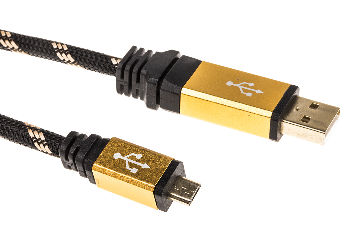 Roline USB 2.0, Male USB A to Male Micro USB B, 1.8m