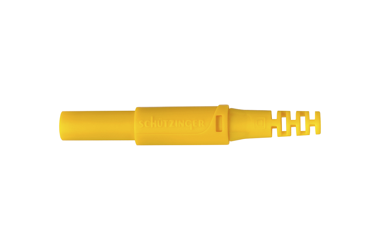 Schutzinger Yellow Male Banana Plug, 4 mm Connector, Screw Termination, 32A, 1000V, Nickel Plating