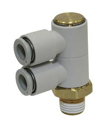 SMC KQ2 Series Elbow Threaded Adaptor, R 1/4 Male to Push In 12 mm, Threaded-to-Tube Connection Style