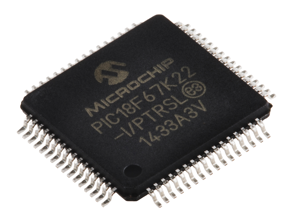 Microchip PIC18F67K22-I/PTRSL, 8 bit PIC, PIC18F Microcontroller, 64 MHz, 128kB FLASH, 64-Pin TQFP