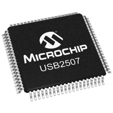 Microchip USB2507-ADT, USB Controller, 3-Channel, 480Mbps, USB 2.0, 80-Pin TQFP