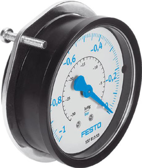 Festo Analogue Pressure Gauge 0bar Back Entry 63mm Outside Diameter