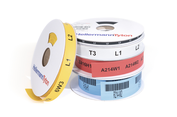 HellermannTyton TCGT Heat Shrink Cable Marker, Yellow, Pre-printed "Continuous Tube", 8 → 24mm Cable, for