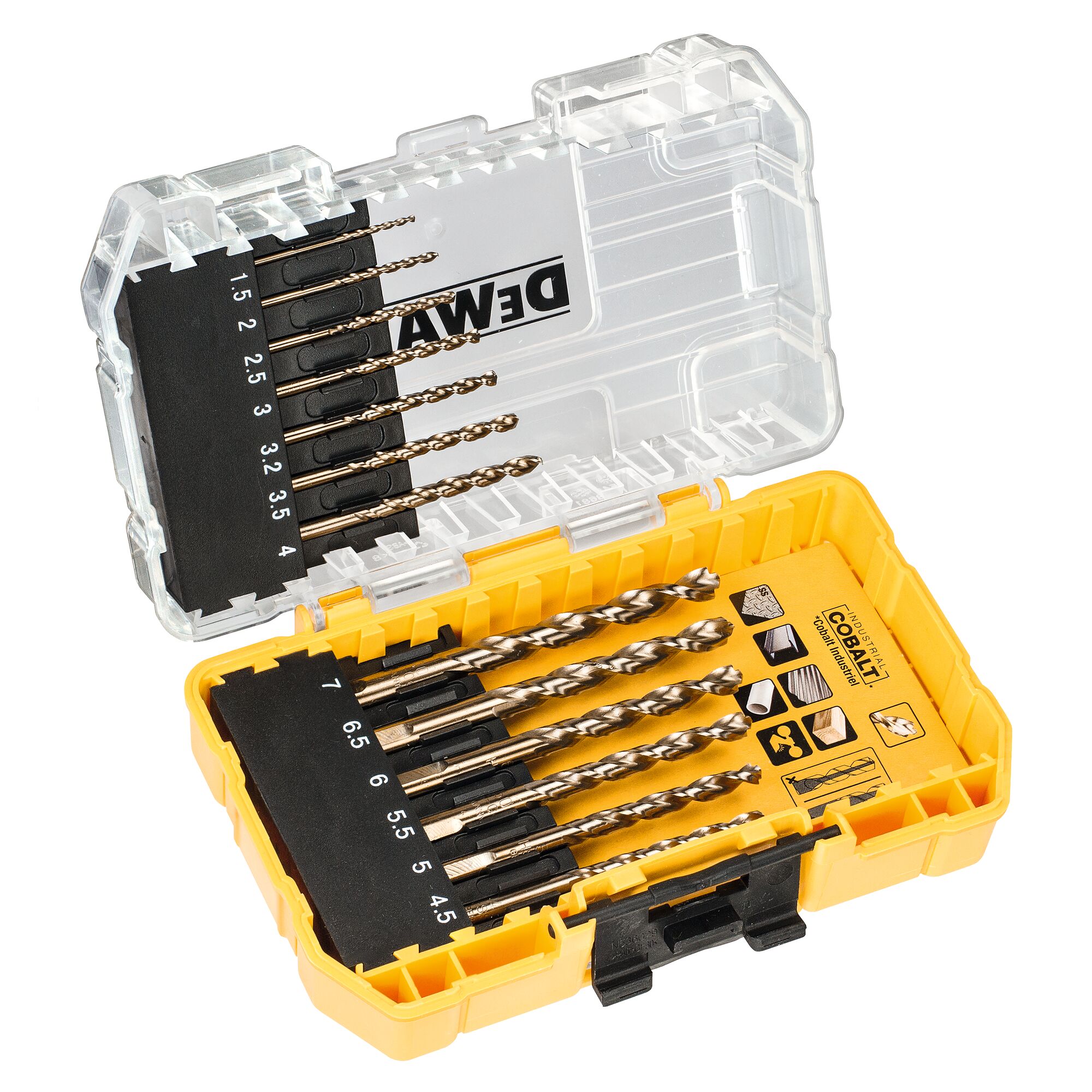DeWALT 13-Piece Twist Drill Bit Set Set for Metal, 7mm Max, 1.5mm Min, HSS-Co Bits