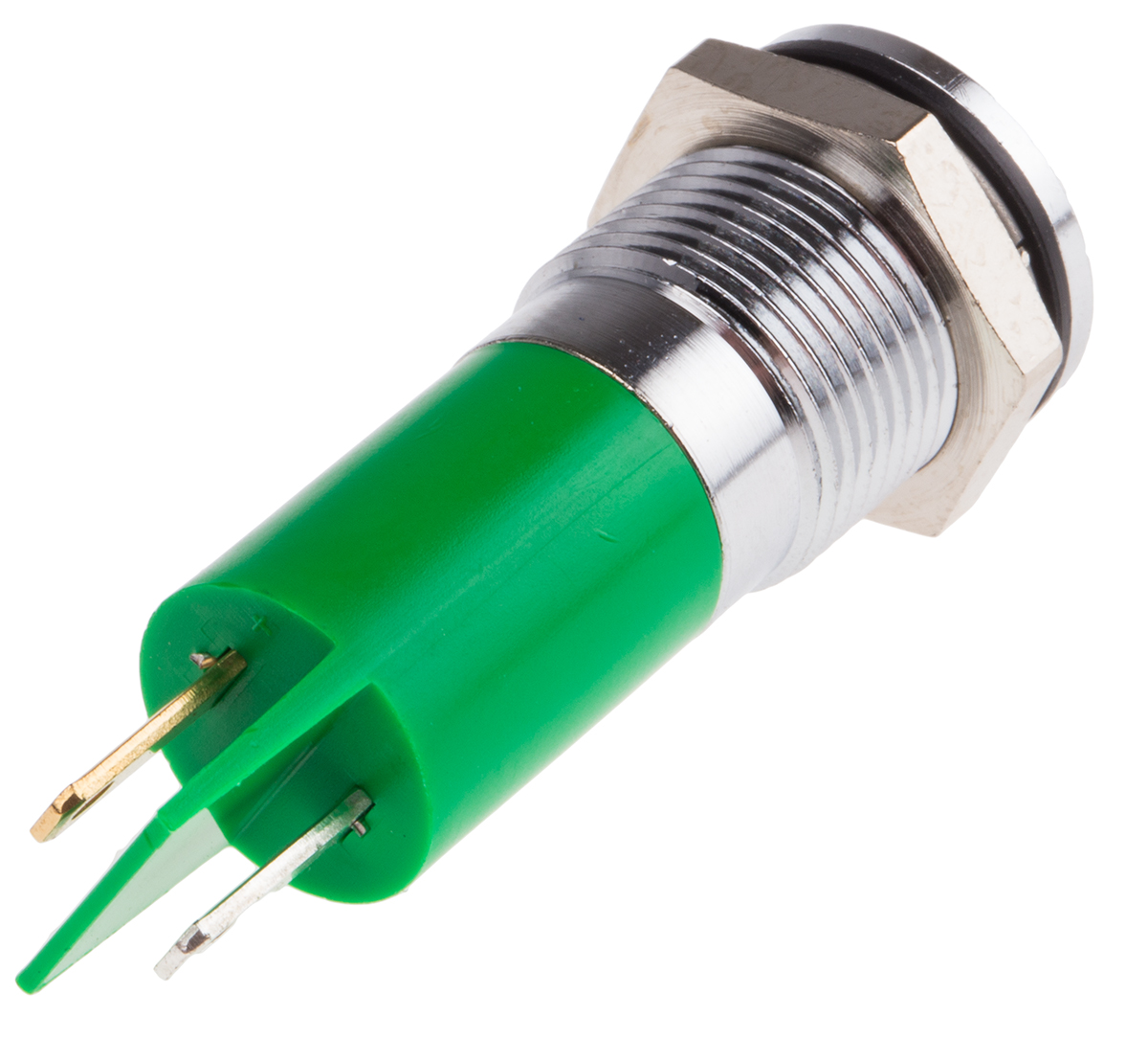 RS PRO Green Panel Mount Indicator, 24V dc, 14mm Mounting Hole Size, Solder Tab Termination, IP67