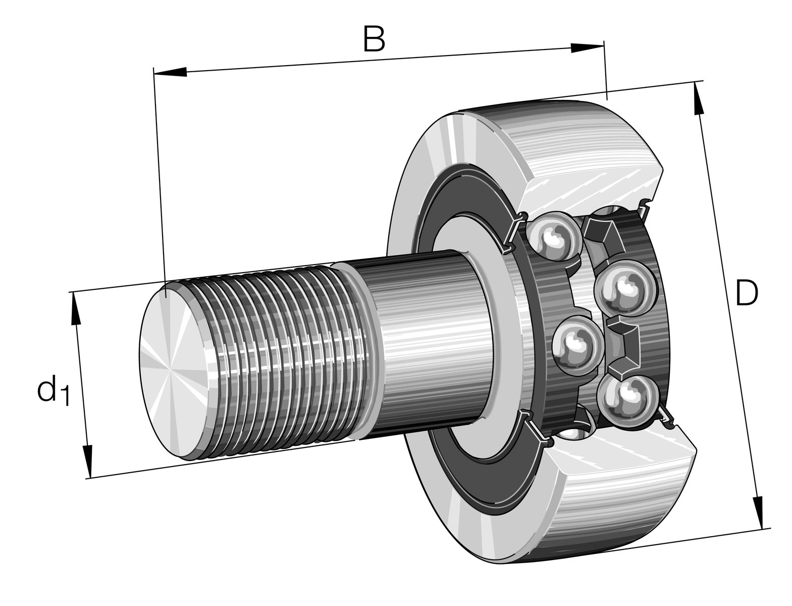 Stud Type Track Roller Track Roller KR5201-2RS, 35mm OD