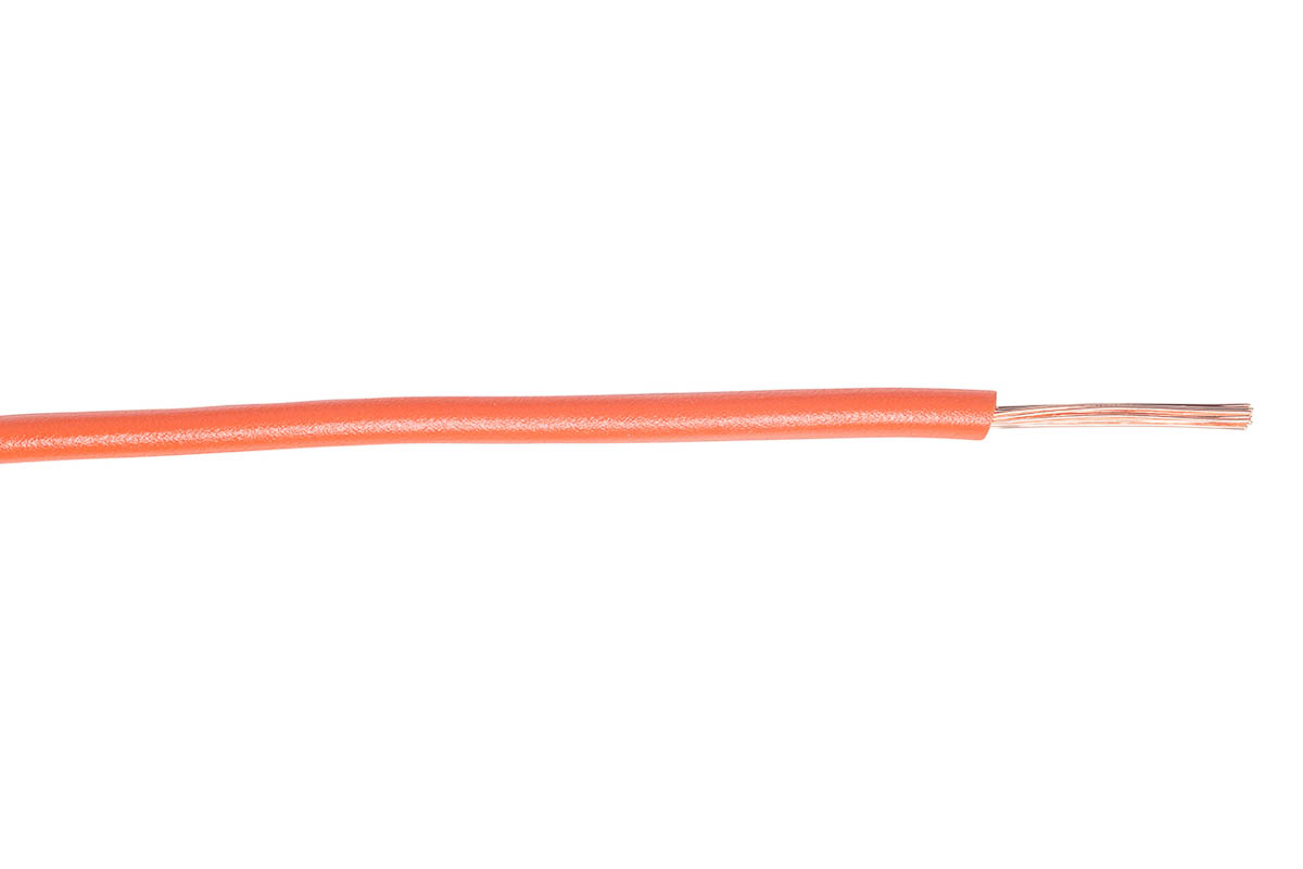 RS PRO Orange 0.75mm² Hook Up Wire, 18 AWG, 100m, PVC Insulation