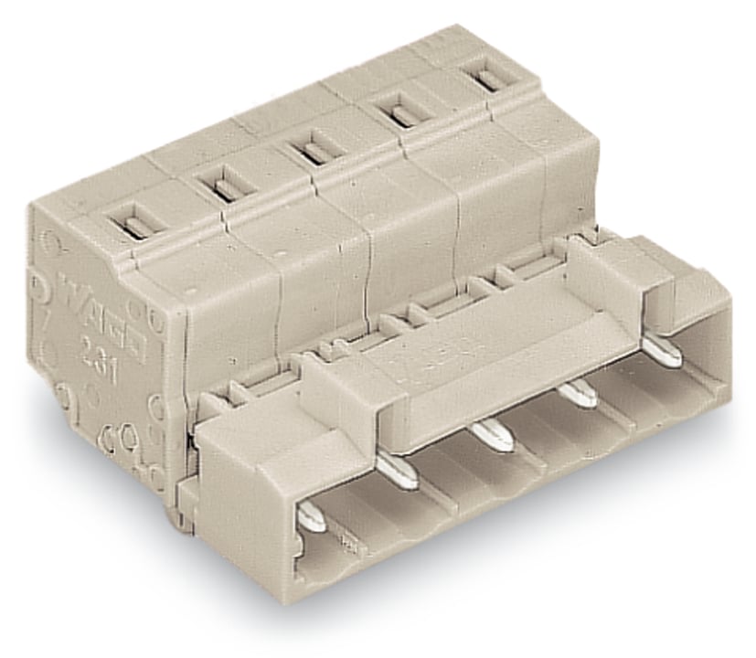 WAGO 723 Series Male Lighting Connector, 5-Pole, Male, 5-Way, Cable Mount, 12A