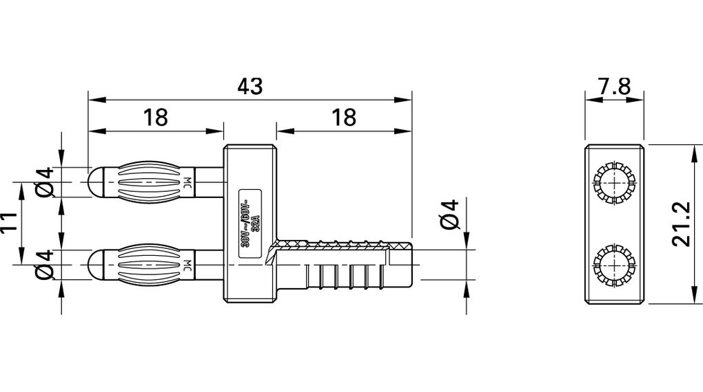 Staubli Black Plug Banana Connector, 4 mm Connector, Socket Termination, 32A, 60V, Nickel Plating