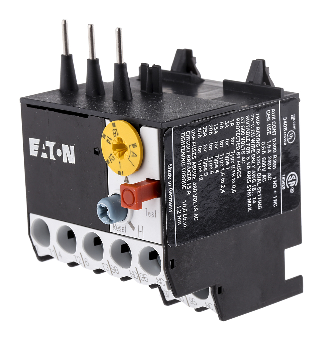 Eaton ZE Overload Relay 1NO + 1NC, 1 → 1.6 A F.L.C, 1.6 A Contact Rating, 6 W, 600 Vac