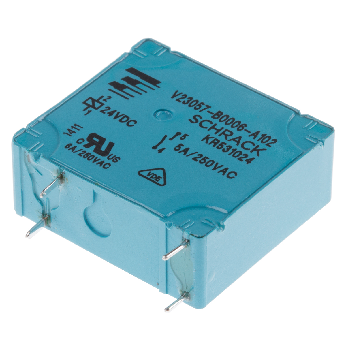 TE Connectivity PCB Mount Power Relay, 24V dc Coil, 5A Switching Current, SPST