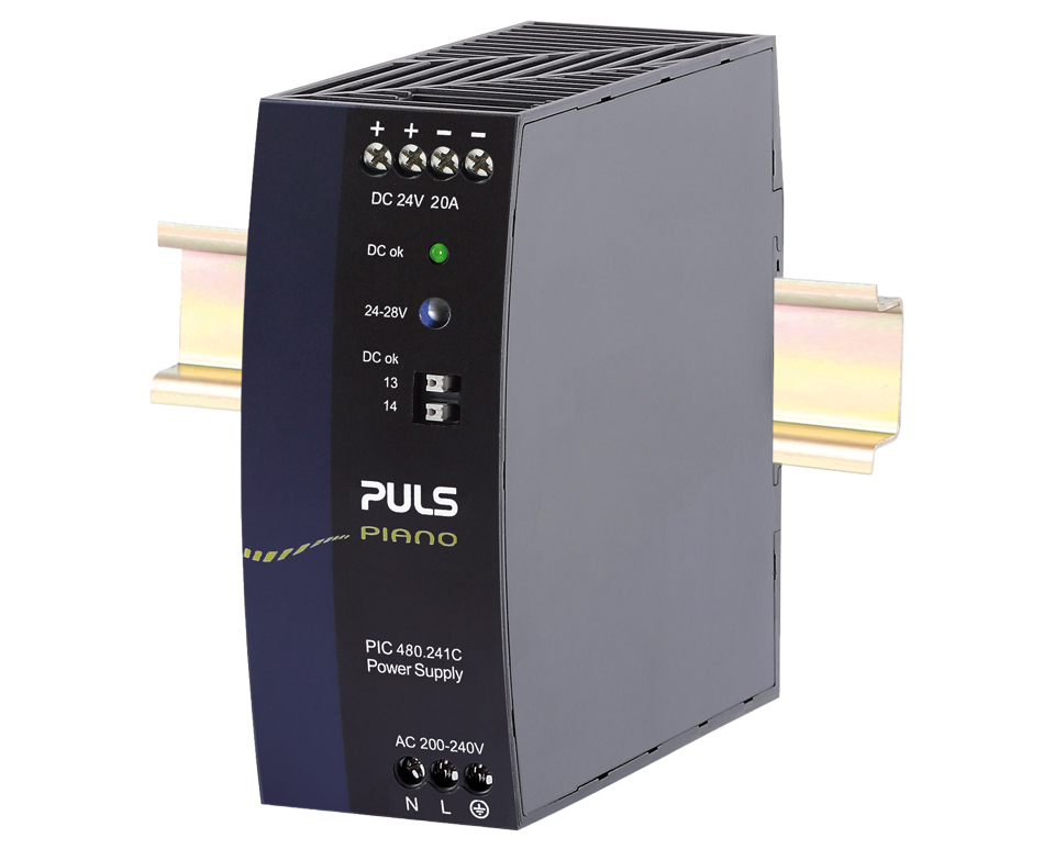 PULS PIC480 DIN Rail Power Supply, 240V ac Input, 24V dc Output, 20A Output, 480W