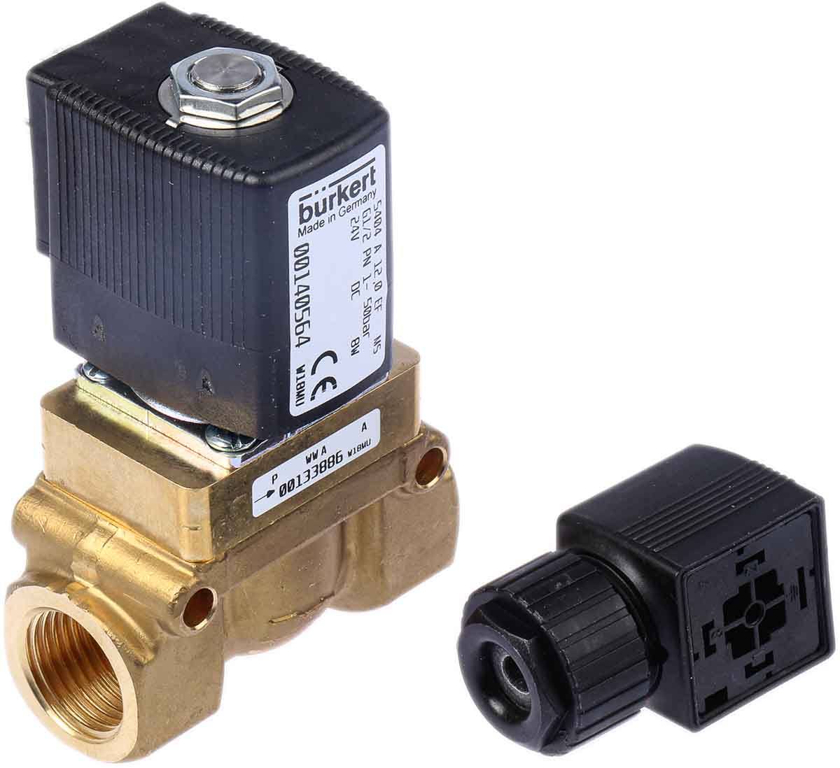 Burkert Solenoid Valve 134590, 2 Port, NC, 24 V dc