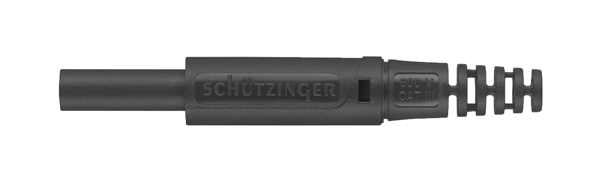 Schutzinger Black Male Banana Connector, 10A, 600V
