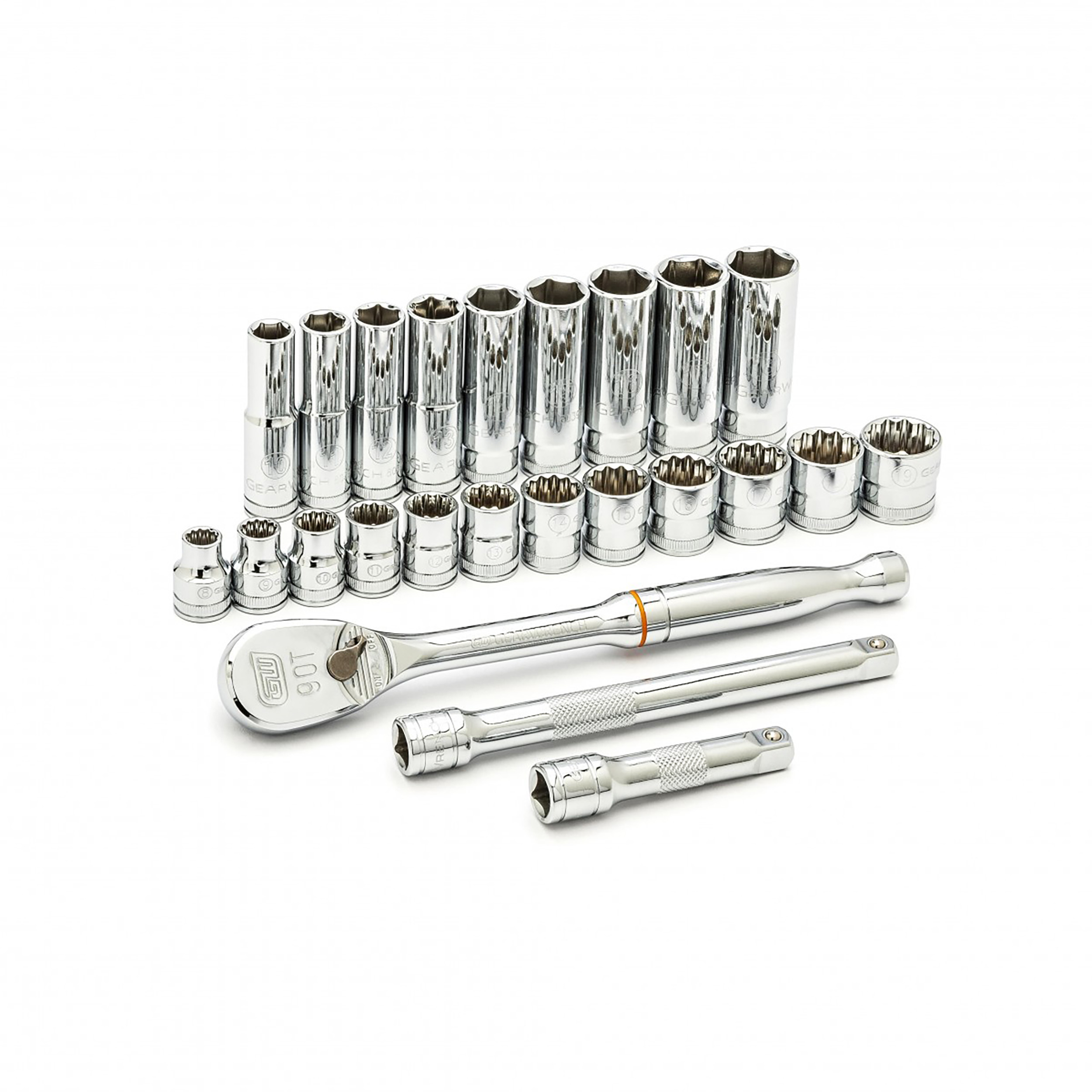 GearWrench 24-Piece Metric 3/8 in Deep Socket/Standard Socket Set with Ratchet, 6 point; 12 point