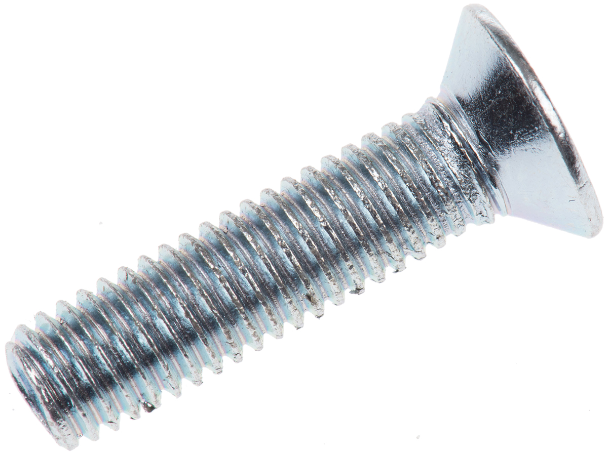 RS PRO Pozi M5 Countersunk Steel Machine Screws DIN 965 x 20.0mm