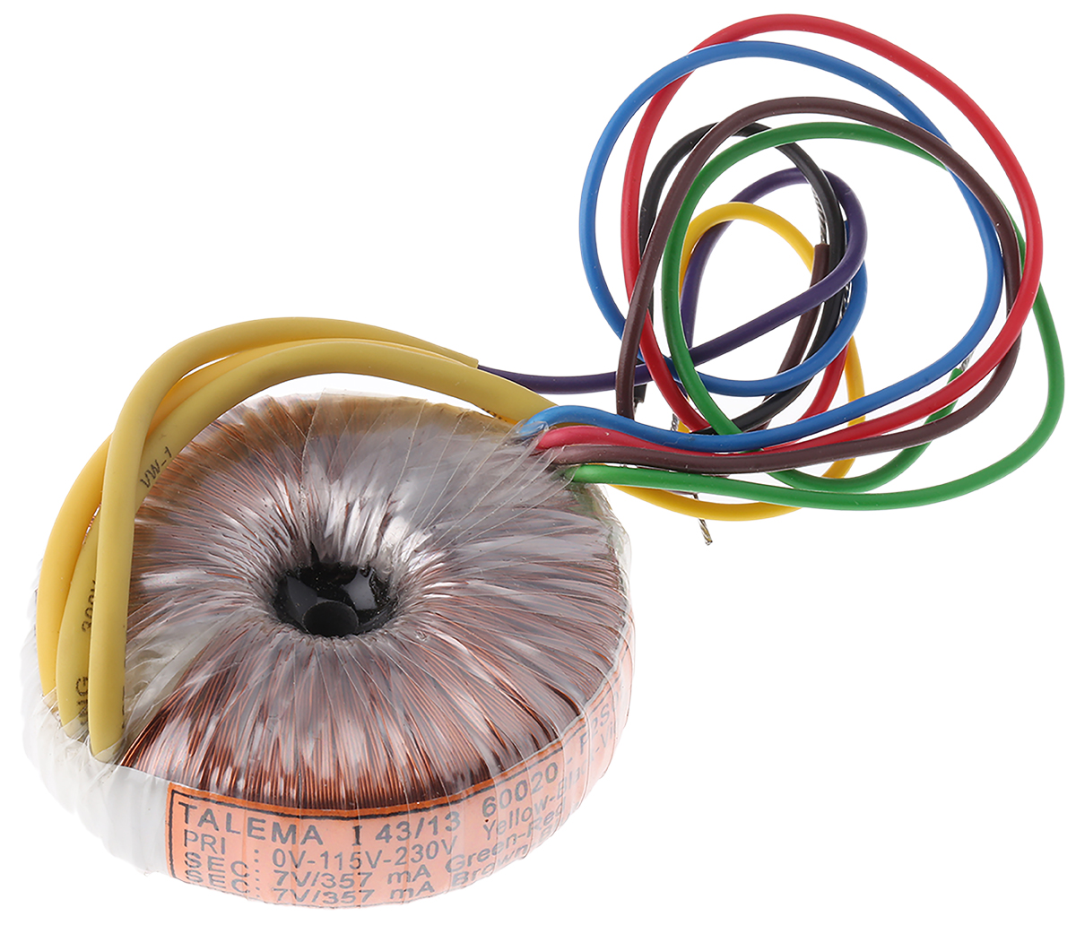 Nuvotem Talema 115 V ac, 230 V ac, 2 x 7V ac Toroidal Transformer, 5VA 2 Output