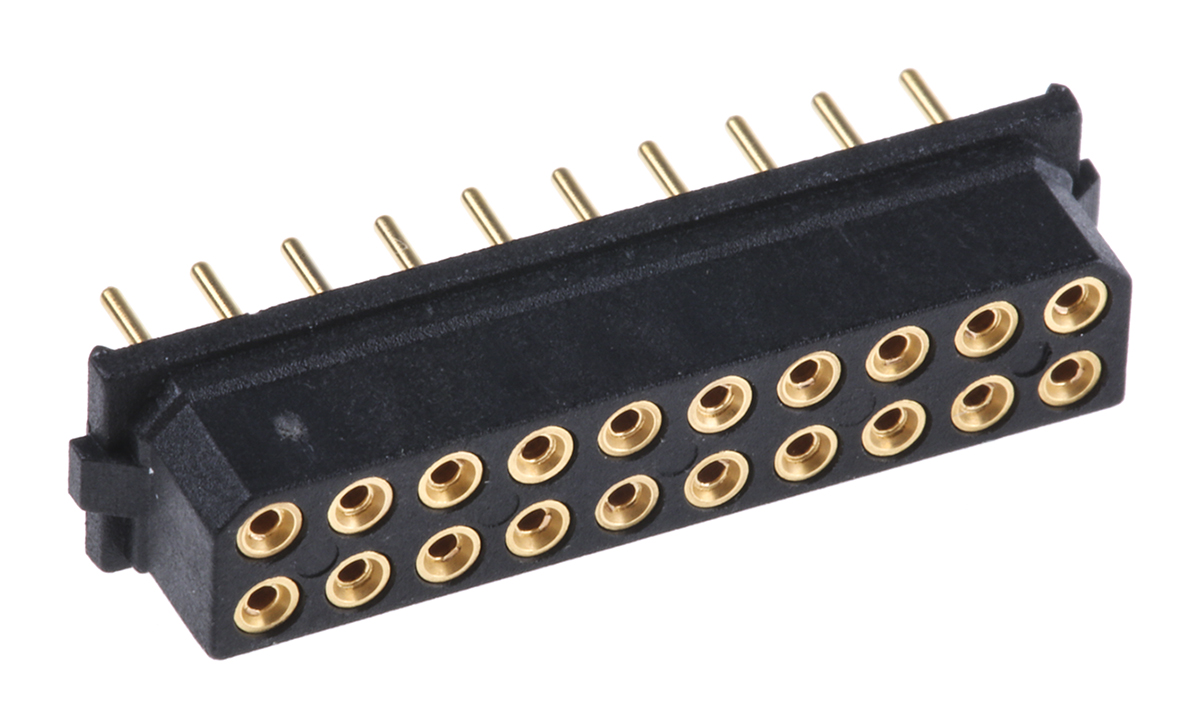 HARWIN M80 Series Straight Through Hole Mount PCB Socket, 20-Contact, 2-Row, 2mm Pitch, Solder Termination