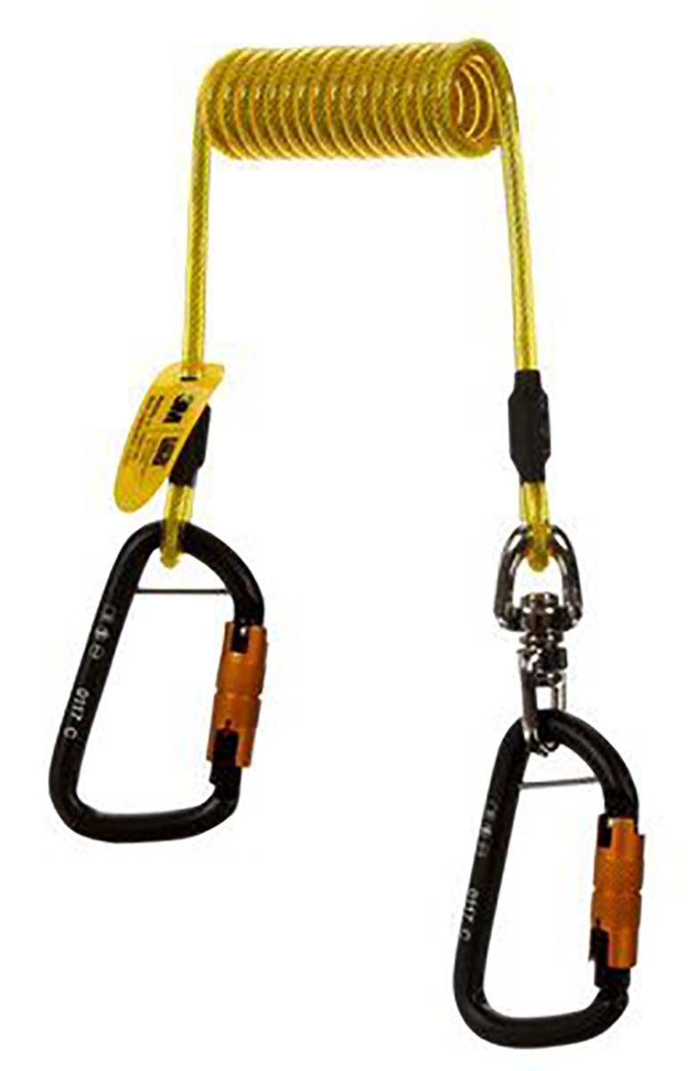 3M 157.5 cm stretched Lanyard with swivel carabiners Coil Tether with Swivel, 0.15kg Capacity