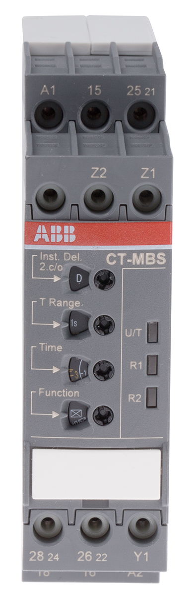 ABB DIN Rail Mount Timer Relay, 24 → 240 V ac, 24 → 48V dc, 2-Contact, 0.05 s → 300h, DPDT