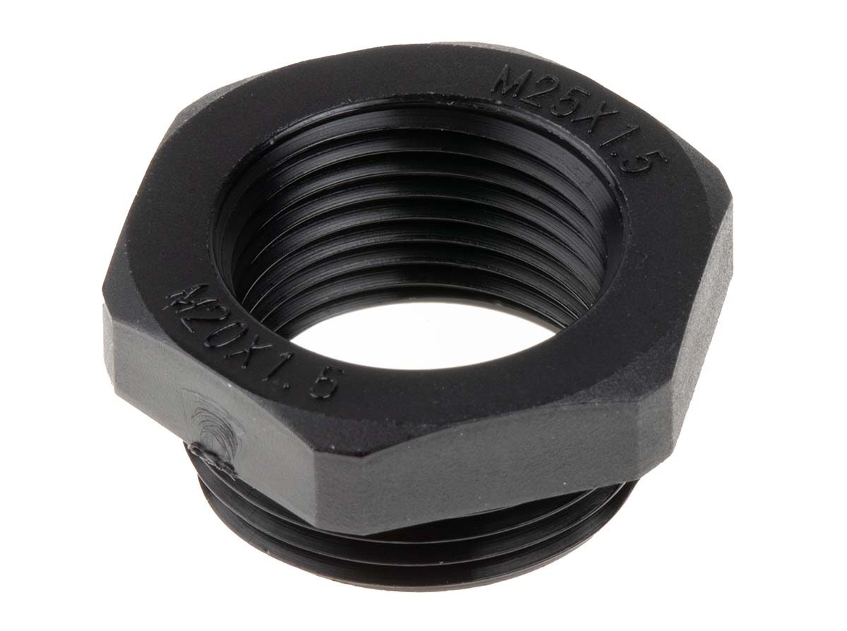 RS PRO Cable Gland Adaptor, M25 Exterior Thread, M20 Interior Thread, Nylon 66