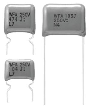 Panasonic ECWF(A) Polypropylene Film Capacitor, 250V dc, ±5%, 680nF, Through Hole