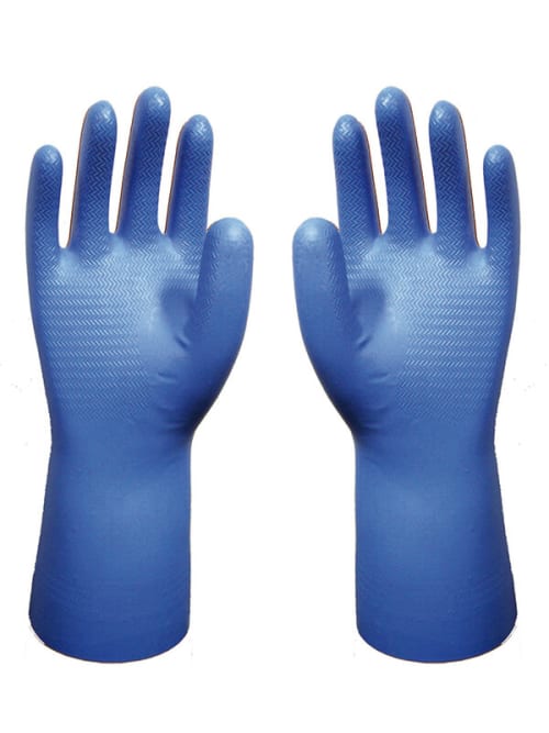 Showa Showa 707D Blue Cotton Flock Nitrile Glove, Size 10, Nitrile Coating