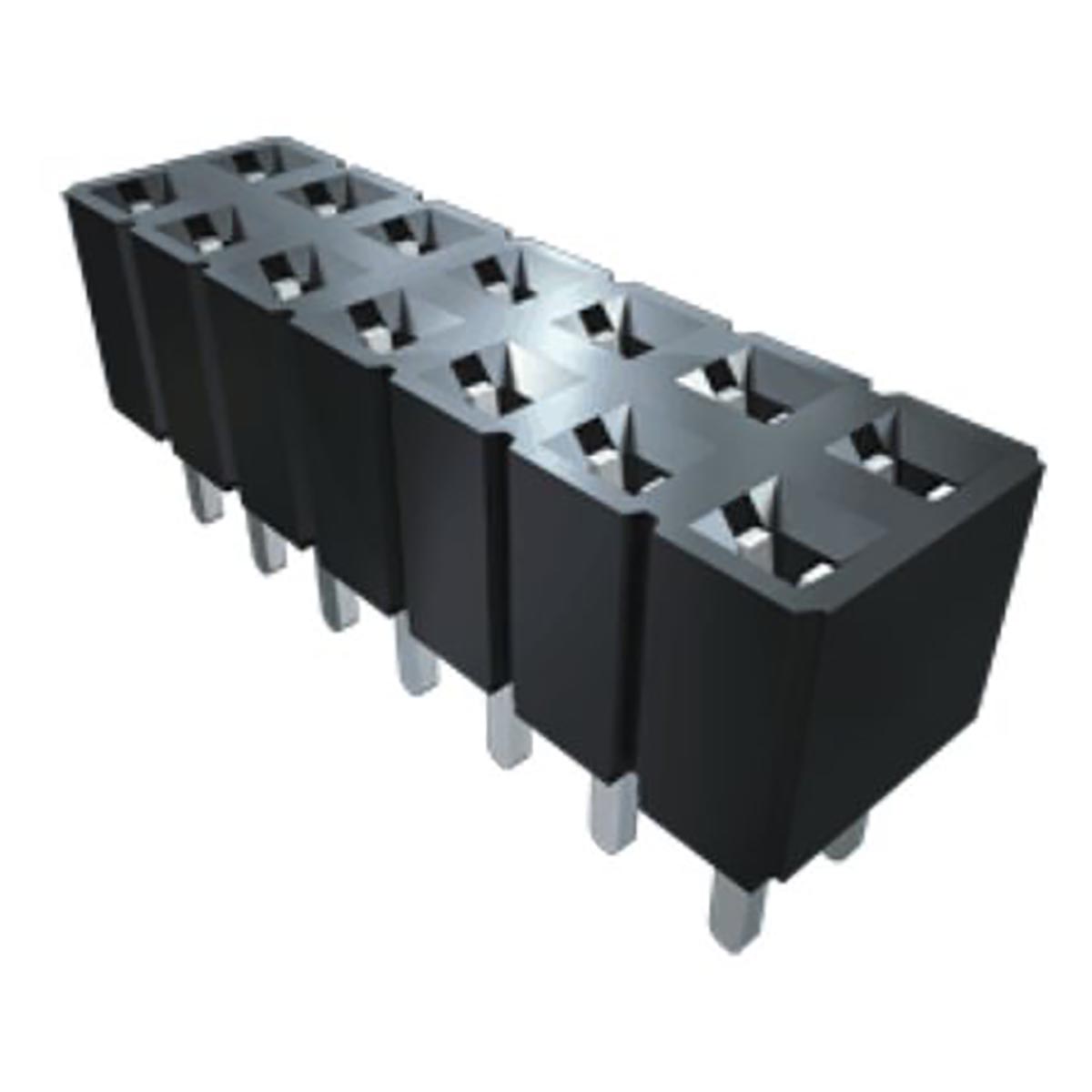 Samtec SLW Series Straight Through Hole Mount PCB Socket, 12-Contact, 2-Row, 2.54mm Pitch, Solder Termination