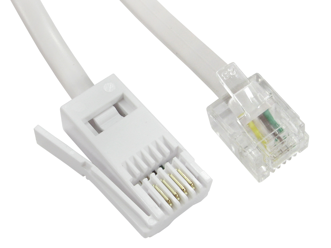 RS PRO Male RJ11 to Male BT Telephone Cable, White Sheath, 5m