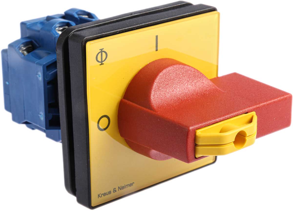 Kraus & Naimer 4P Pole Panel Mount Isolator Switch - 20A Maximum Current, 5.5kW Power Rating, IP65