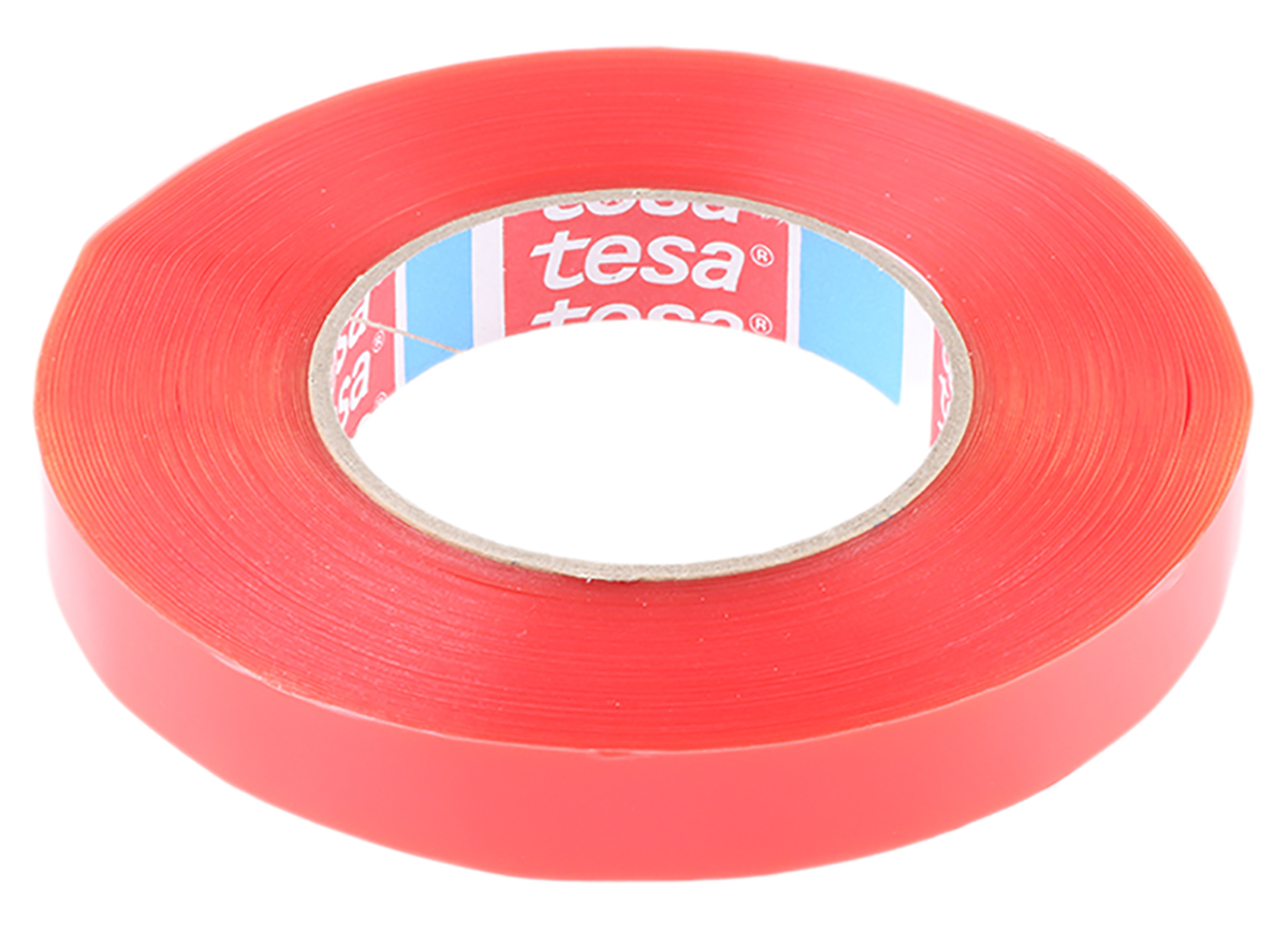 Tesa 04967-00011-06 Transparent Double Sided Plastic Tape, 0.160mm Thick, 13,4 N/cm, PET Backing, 19mm x 50m