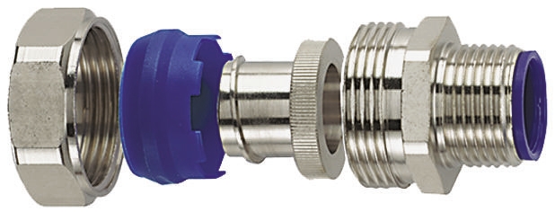 HellermannTyton Straight, Conduit Fitting, 25mm Nominal Size, M25, Brass, PA 6, Silver IP68 rating